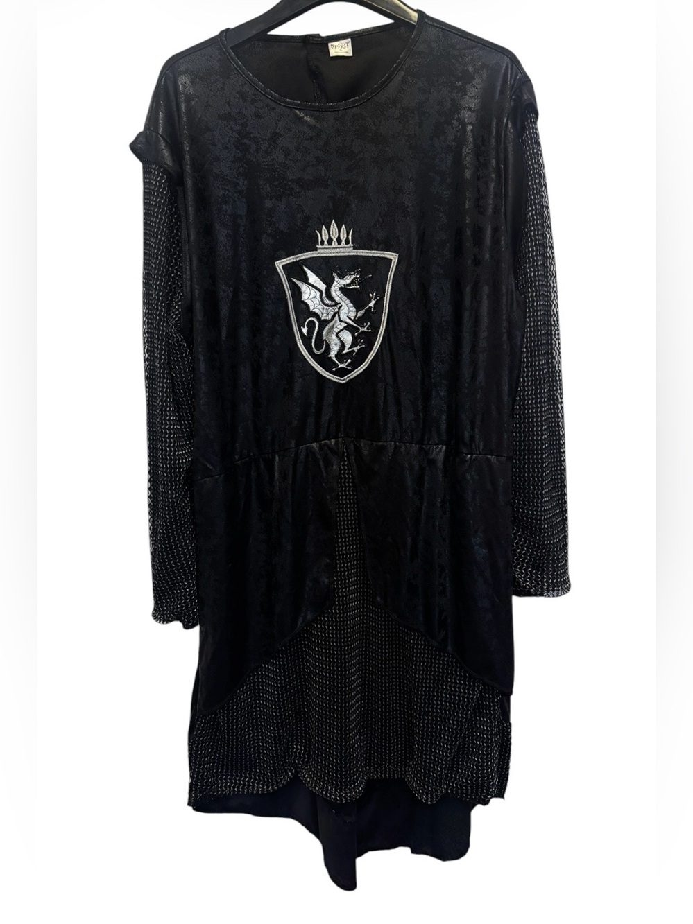 Spirit Halloween Knight Costume Faux Chainmail Dragon Crest Black XL